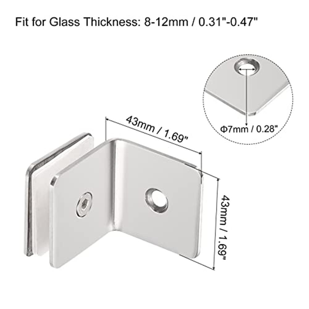 Stainless Steel 90° Glass Fixing Clips Connectors Shower Room Fixed Corner Code Frameless Glass Fixed Bracket Furniture Hardware