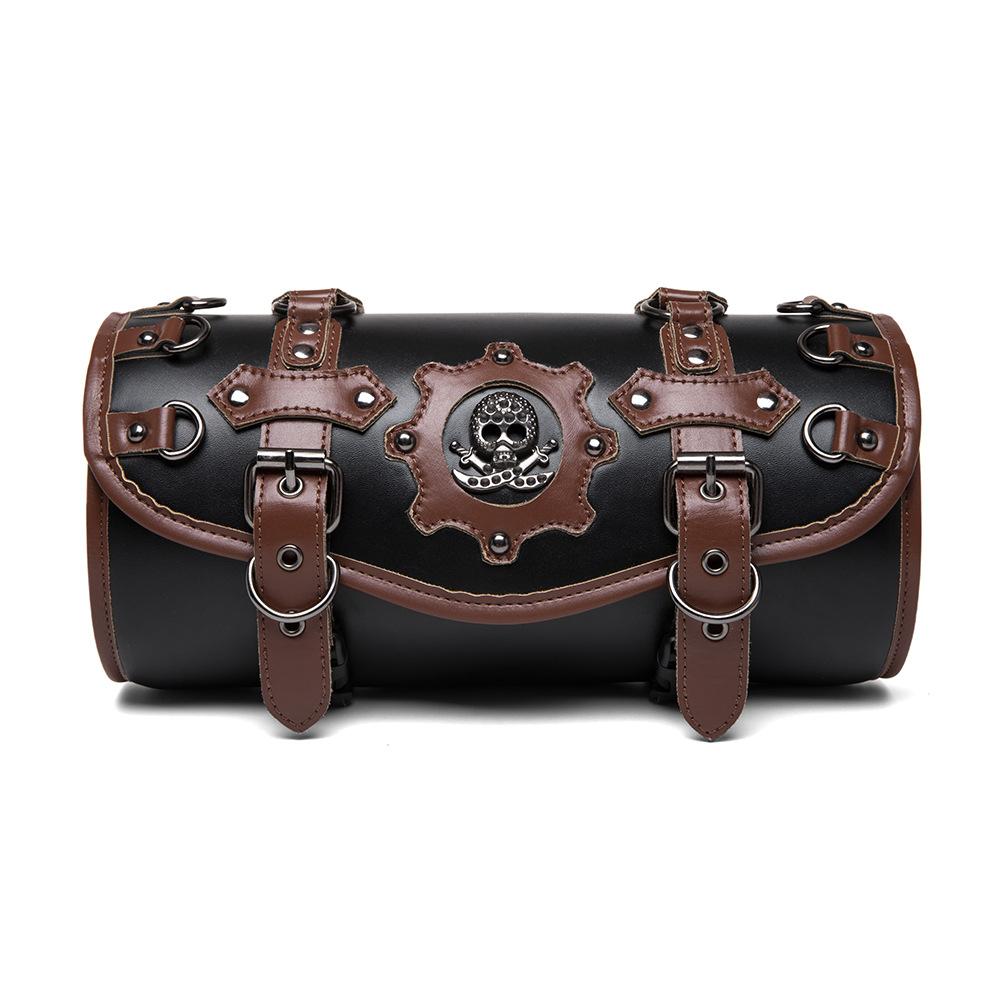 SHELKSBAG 2025 New Universal Motorcycle Saddlebags Bikers Punk Retro Pu Leather Front Fork Tool Daily Storage Hanging Bag