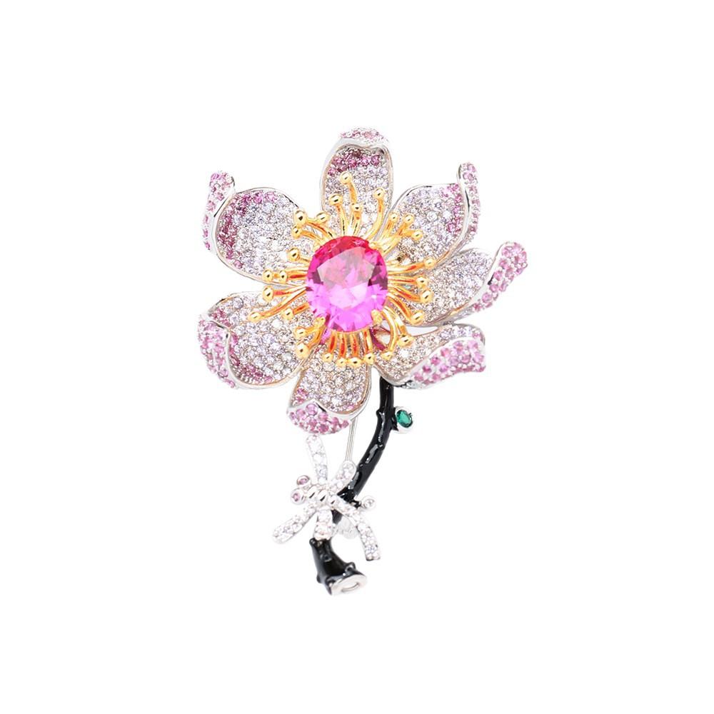 Light luxury high-end jewelry, red gradual change three-dimensional bouquet brooch, elegant light luxury heavy industry brooch, women's model