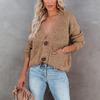 V-Ausschnitt Uni Cardigan Pullover Jacke mit langen Ärmeln für Herbst und Winter Einreiher Oberteil