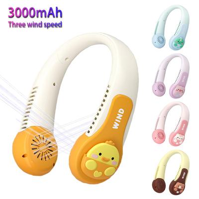 3000mAh Hanging Neck Fan Portable Bladeless Fan Personal Wearable Neckband Leafless Fan USB Rechargeable Fan Mini Necklace Fan