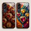 Stilvolle Glas-Handyhülle mit Edelstein-Herzmuster für Oneplus 13R 12 11 10 9 Nord CE4 3 2 Lite ACE2 ACE3 Pro Hülle