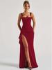 2025 Summer Fashion Women's European & American Style Backless High Slit Evening Dress