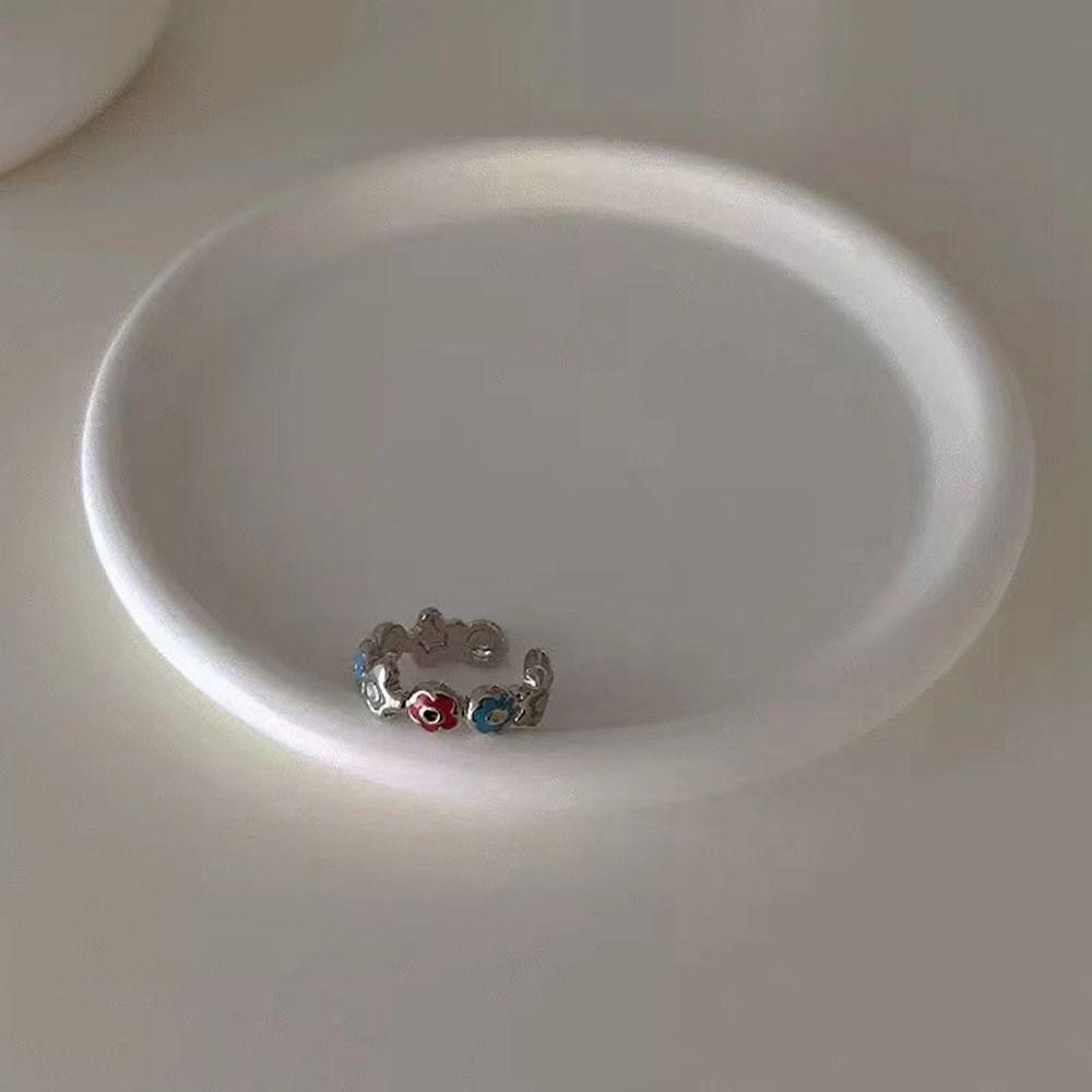 Copper Flower Stud Earrings Girl Earrings Korean Style Earrings Opening Ring Women Hoop Earrings