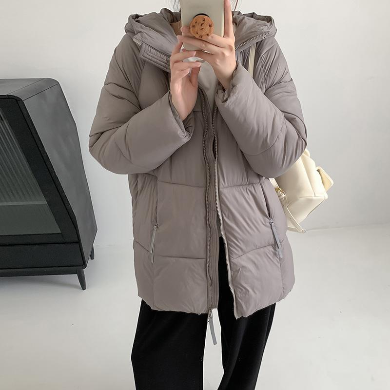 Winter new down cotton-padded clothes women's medium and long thickened cotton-padded clothes fashionable versatile hooded loose cotton-padded jacket