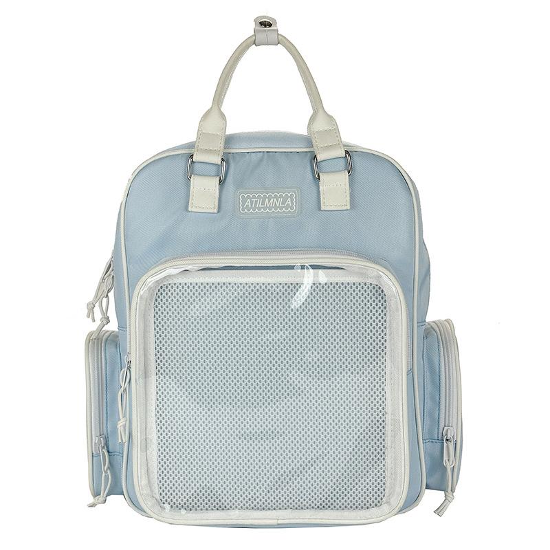 

High-value pain bag, primary and secondary school schoolbag, female 2025 new contrasting color, junior high school student, high school backpack, синий