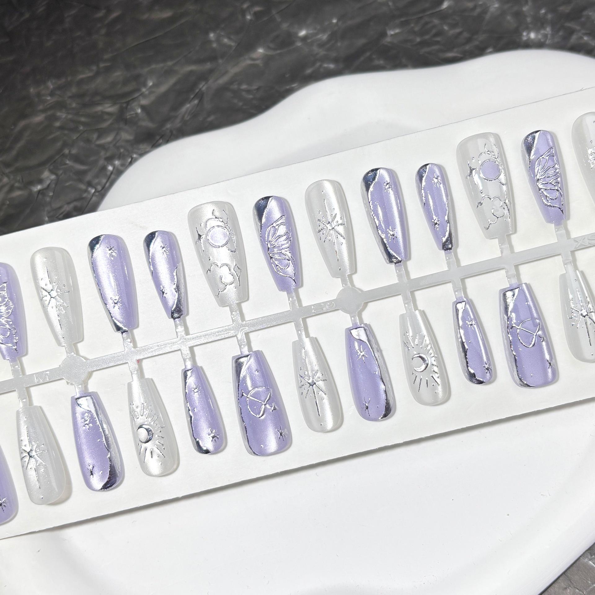 

Fairy Purple Elegant Cat Eye Long-Wear Dreamy Nail Art Patches