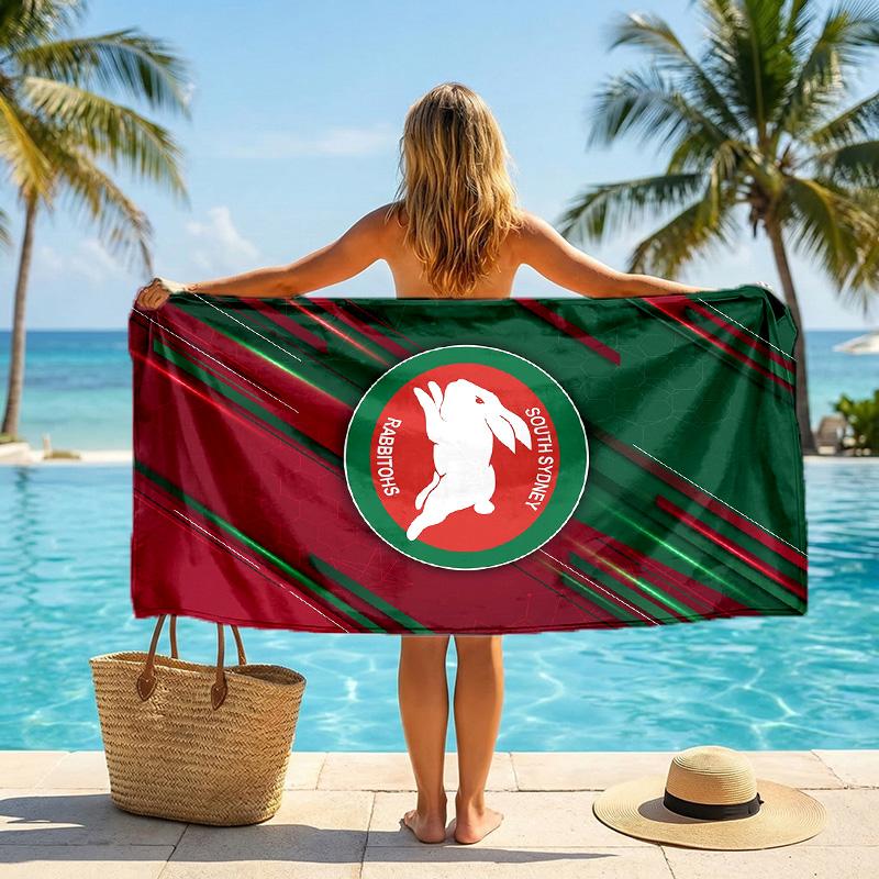South Sydney Rabbitohs Mode Strandtuch Tragbar Weich Schnelltrocknend Handtuch Für Schwimmen Camping Urlaub