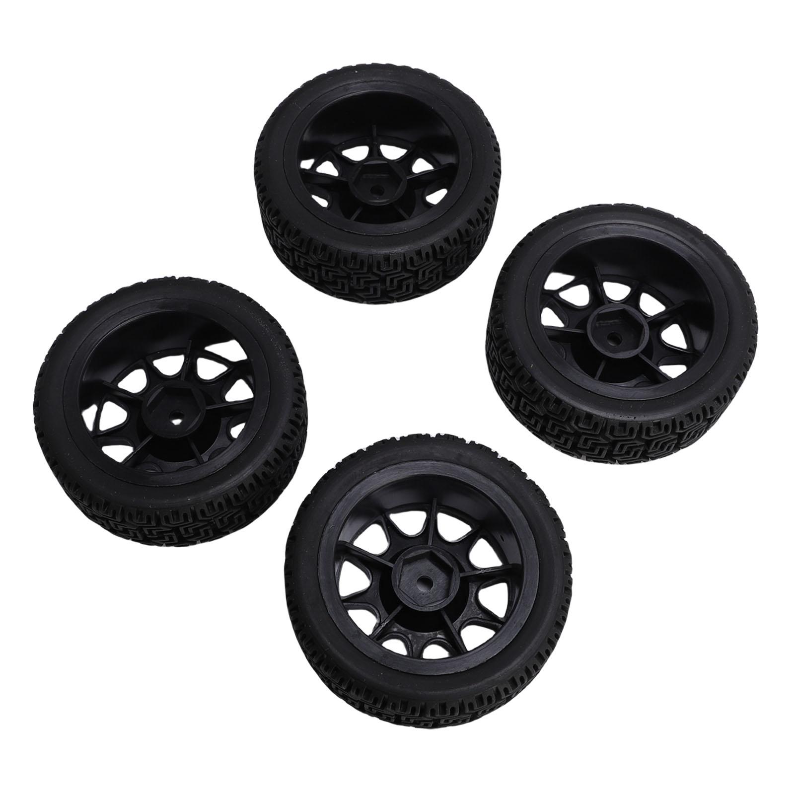 

4PCS RC Rally Tires Fit for Tamiya TT01 XV02 70mm 1:10 Scale Plastic Nylon RC Car Wheel Hub Tire Black Black чорний