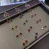 High Version of The Ten-flower Necklace Lucky Four-leaf Clover 10-flower Necklace Clavicle Chain Agate Women's Necklace