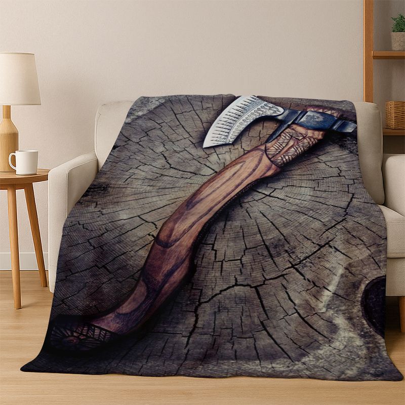 Viking WarriorSymbol Valknut Nordic Valhalla Flannel Blanket Soft Warm Throw Blanket for Bedroom Living Room Bed Travel Camping