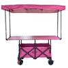 Adjustable Folding Handcart with Umbrella, Elevated Canopy & Table Top for Street Stalls or Camping.