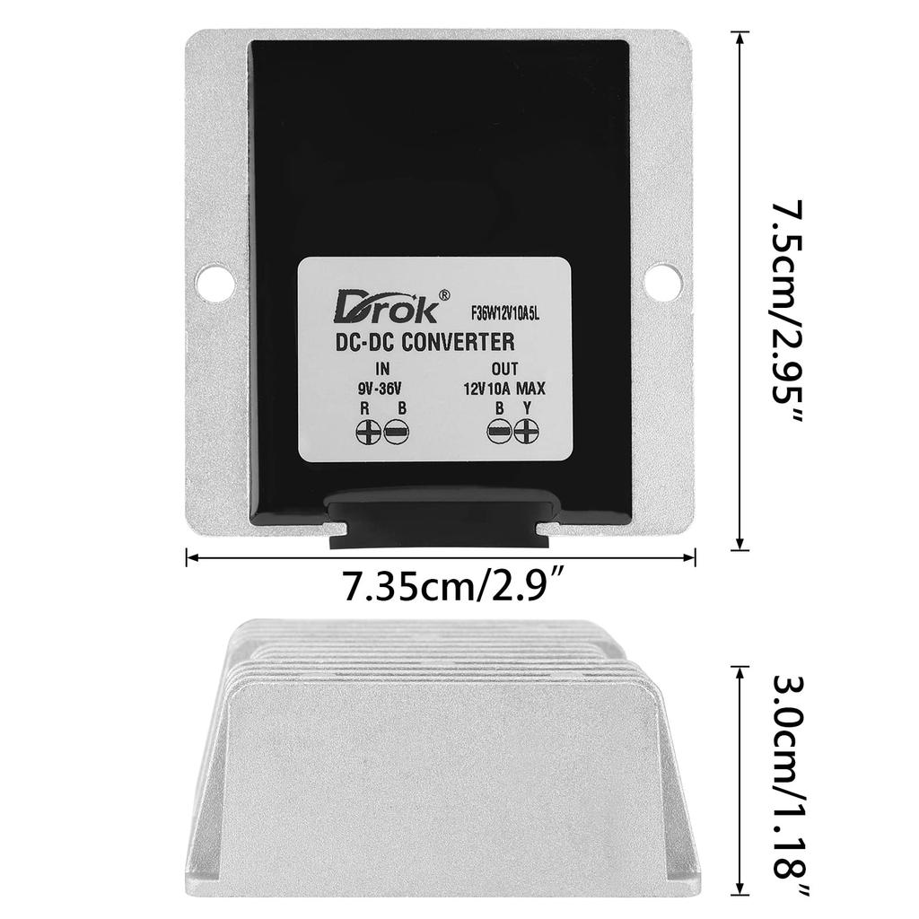 DROK Stabilizátor na 12V Měnič 10A Vodotěsný Automatický Snižující Regulátor Napětí pro Auto Audio 12V Napěťový Transformátor Transformátor Audio Solární Energie