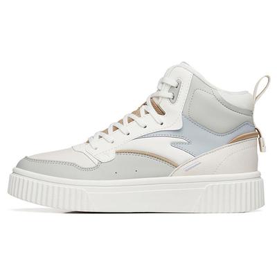 Slip Resistant Abrasion Resistant Slip Resistant Abrasion Resistant High Top Skateboard Shoes Women's White Gray 922248015-3