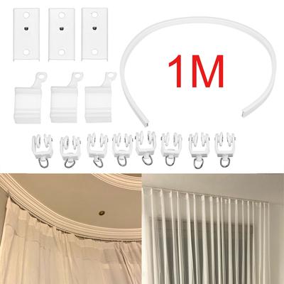 Flexible Ceiling Curtain Rail Cuttable Curtain Track Top Clamping Mounted Curved Straight Slide