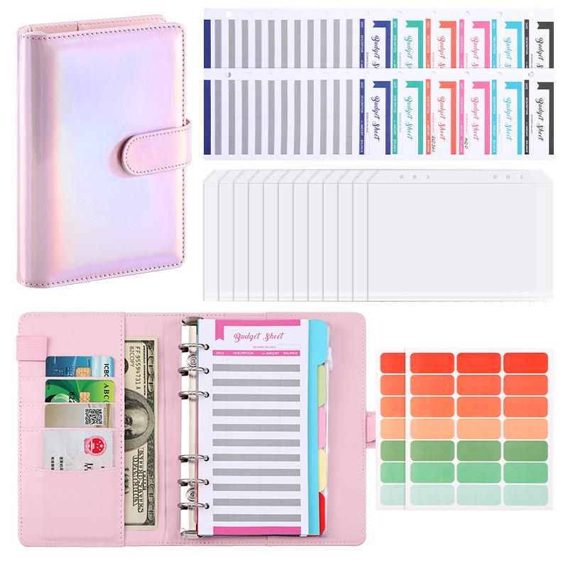 Colorful A6 PU Leather Macaron Budget & Account Book - Multi-functional Cash Diary & Storage Planner
