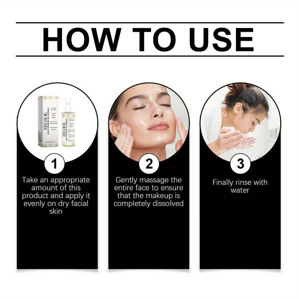 Makeup Removal Oil Purifying Pores Shrinking Deeply Cleansing Soothing Skin Gentle Refreshing Moisturizing Facial Cleanser Oil