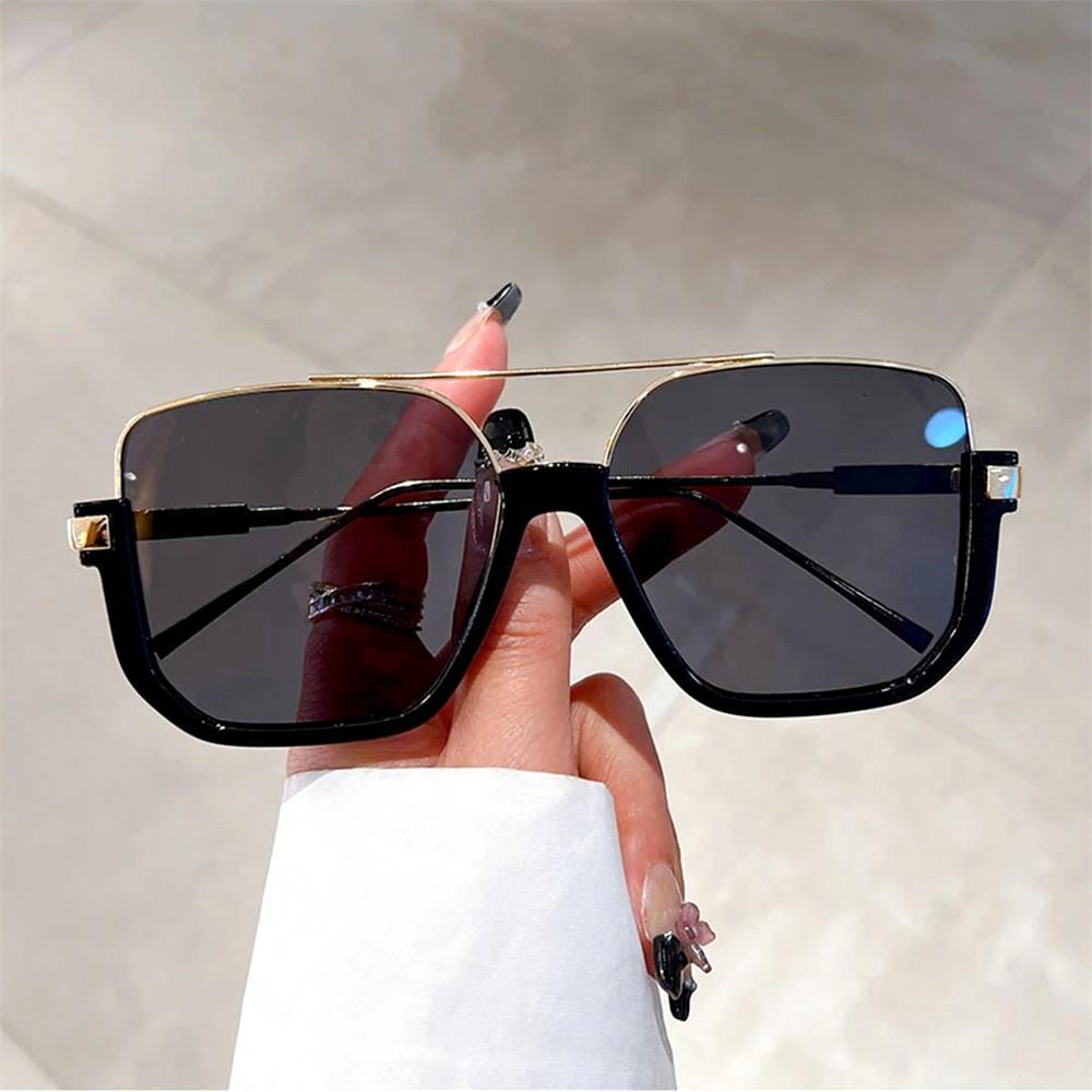 Fashion Oversized Sunglasses for   Women UV4 Half Metal Frame Sun Glasses Trendy Vintage Brand Design Goggles