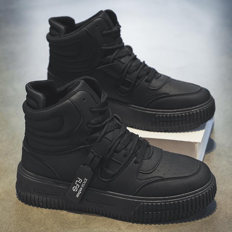 Large Size Men's High-Top Sneakers - Trendy Autumn/Winter White Shoes for Teens, Couples, and Students