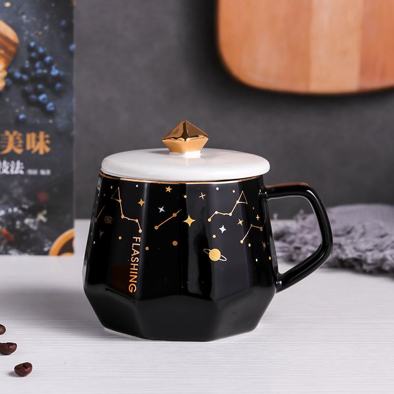 Creative Nordic ins star diamond cup Ceramic Coffee Cup Office Water Cup Filter Tea Cup with Cover Cups    ZM1029