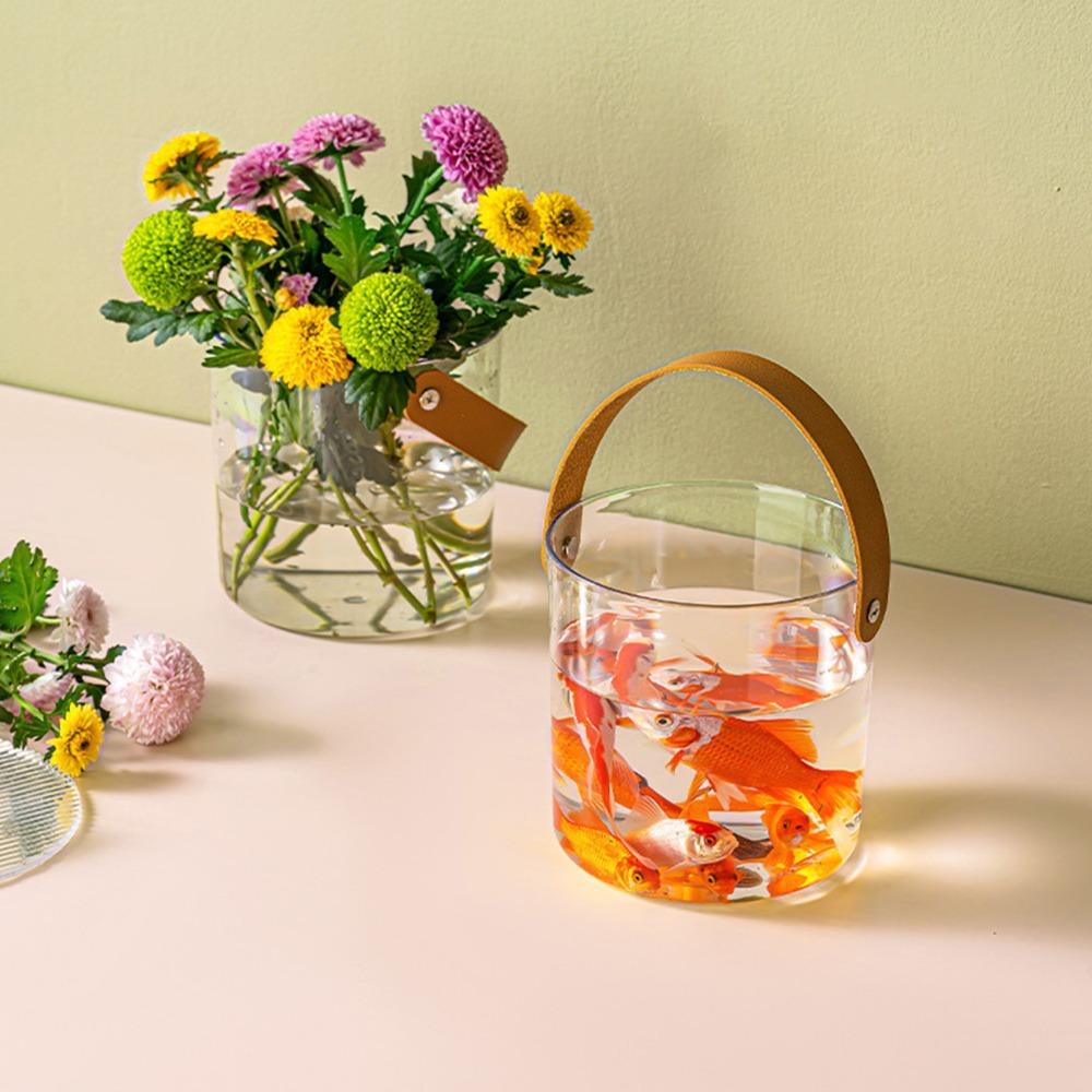 Clear Glass Small Ice Bucket With Handle Multifunctional Bucket Clear Wine Bucket Living Room