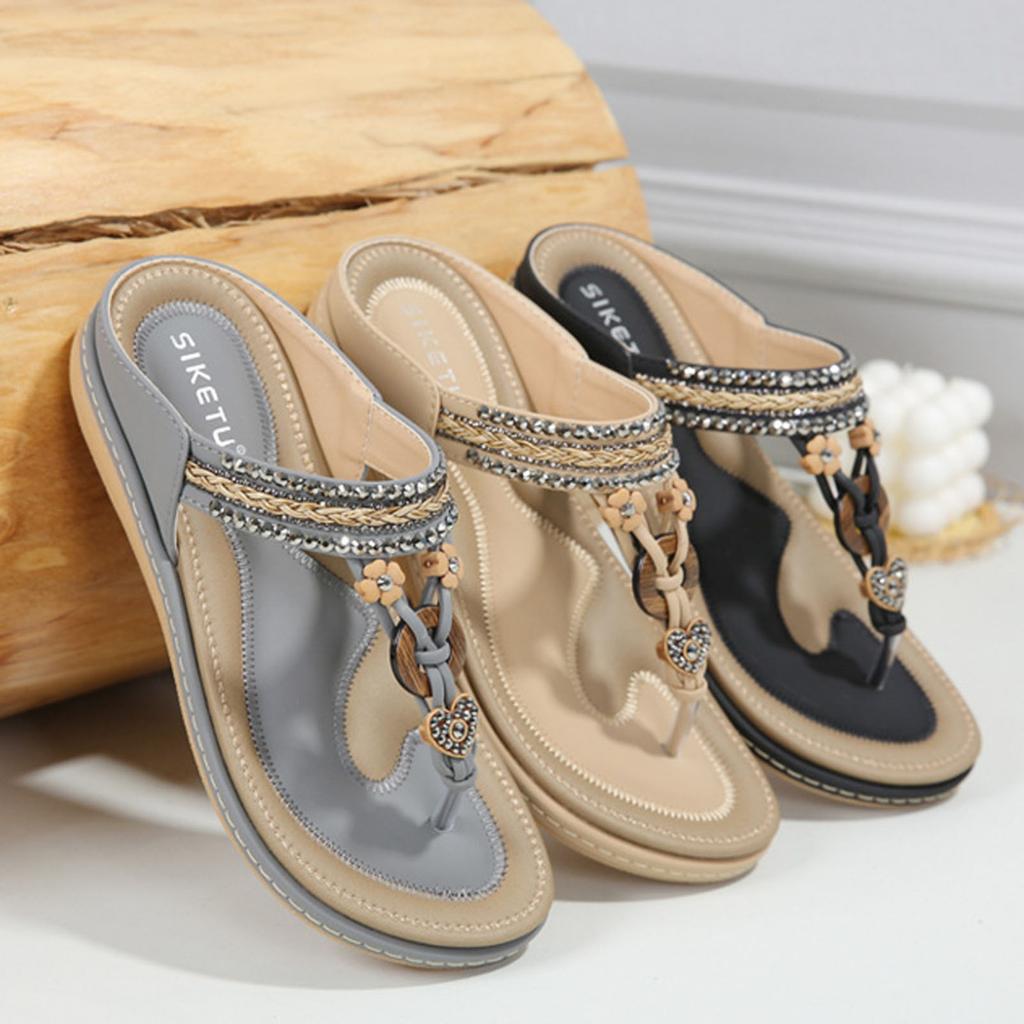 Sandals For Woman Summer Shoes Women'S Slip On Flat Sandal With Comfortable And Cushioned Insoles Holiday Casual Beach Shoe