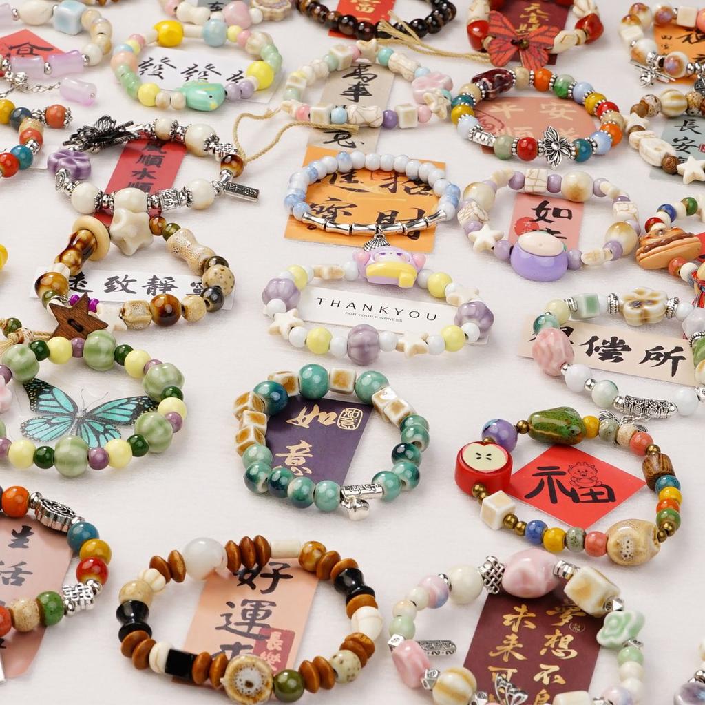 Ceramic beaded bracelet small fresh ancient style national style simple bracelet summer