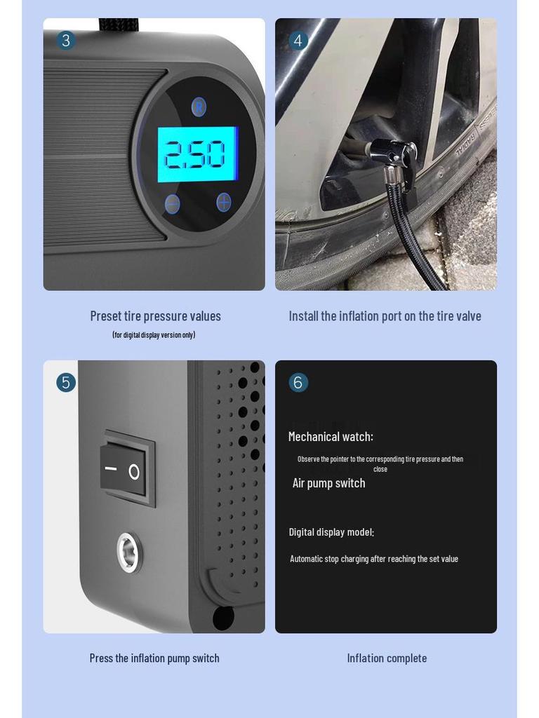 Multifunctional Portable Wireless Car Tire Inflator: Emergency Electric Air Pump
