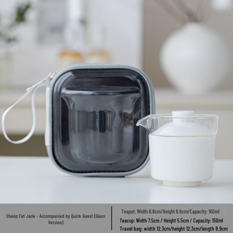 Portable Mutton Fat Jade Travel Tea Set with Custom Logo - Ideal Corporate Gift