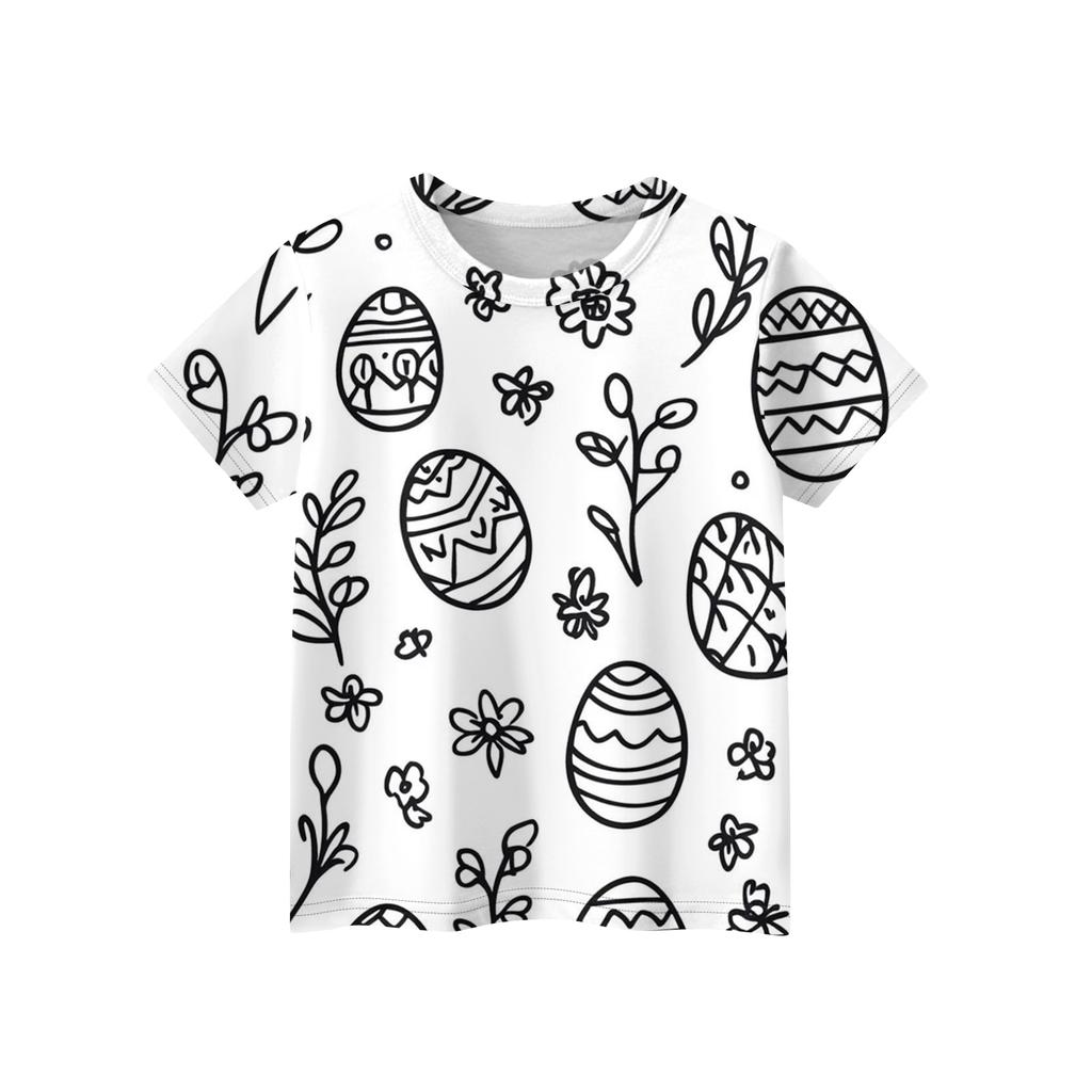 Children's Easter Printed Round Neck Short Sleeved Casual T-shirt