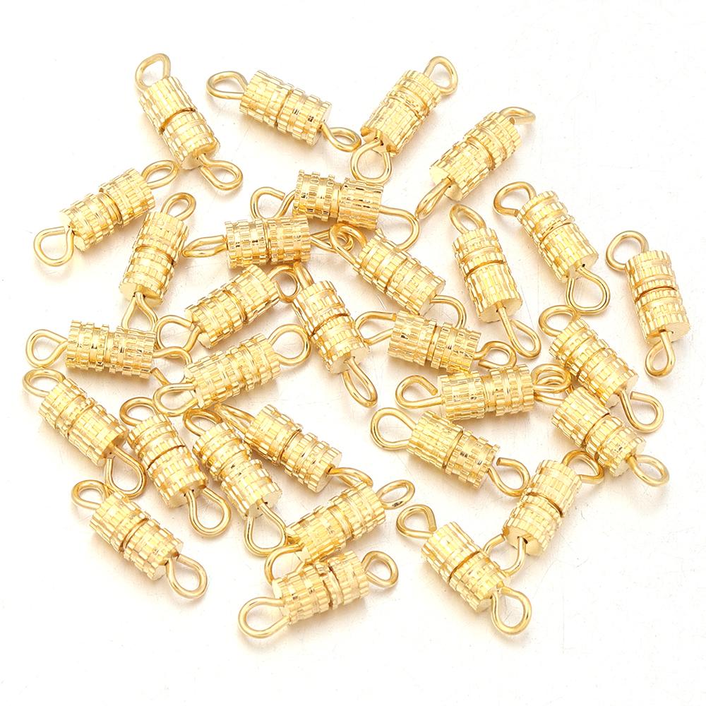 

30pcs/lot Metal Cylinder Fasteners Buckle Closed Screw Clasps For Bracelet Connectors DIY Jewelry Making Connectors Accessories золотой