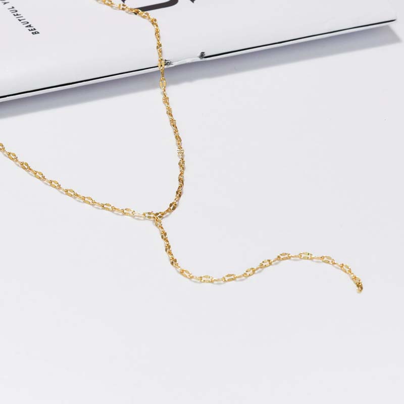 Vintage Gold Color Y-shaped Necklace for Women Girls Simple Metal Double Layered Long Lips Chain Necklace Jewelry Gifts