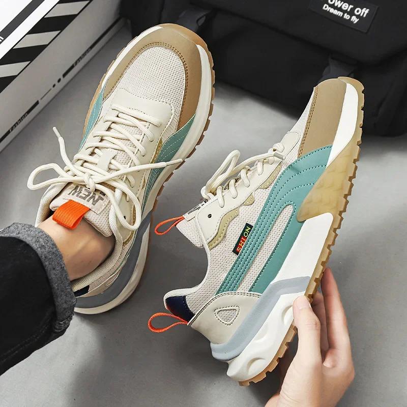Fashion Men's Sneakers Luxury Brand Casual Shoe New Mesh Breathable Sport Running Shoes for Men Lace Up Platform Trainer Tenis Masculino