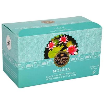 Karma Kettle Peppermint, Vanilla, Lotus Leaf, Natural Detox, Stress Relief, Aromatherapy Moksha Black Tea, 25 Nos Pyramid Teabags, 50 G