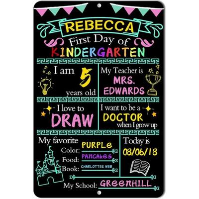 School Chalkboard Photo Prop 12x8 Inch Aluminum Sign  First Day Back To School Classroom Celebration Kids Girls Boy