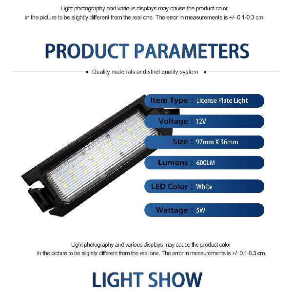 2Pcs Car LED Rear License Plate Light Number Plate Lamp White For Hyundai i30 PD 2017- i30 PD PDE 2016- i30 N i30N PD 2017- License Plate Lights 2