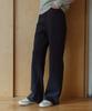 LAMINEZ Semi-Bootcut Cotton Pants - Charcoal