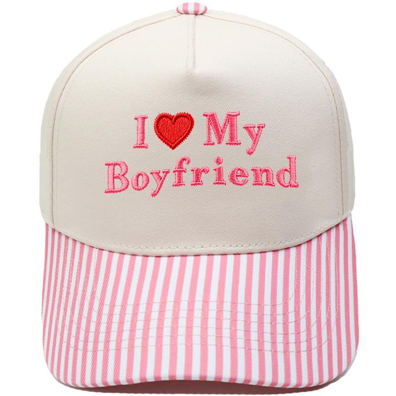 My Boyfriend Love Embroidery Truck Driver Baseball Cap Retro Color Matching Men's and Women's Casual Sun Hat