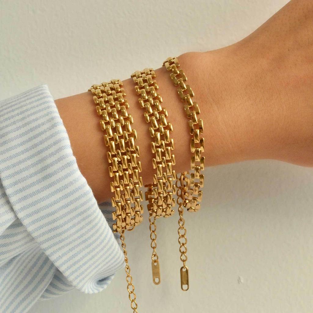 Vnox Gold Color Women's Strap Chain Bracelets, Stainless Steel Bohemia Multi Layer Link Wristband, Attractive Jewelry Gifts