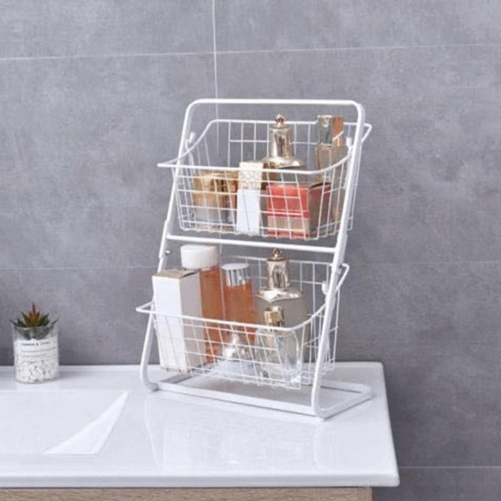 Detachable Double Layer Fruits Holder Iron Snack Storage Rack Pantry