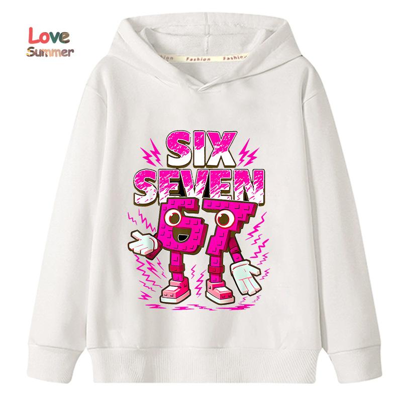 67 Six Seven Italienischer Hirnfraß Hoodie Lustiger Grafik-Pullover Mädchen Jungen Fleece Warm Kinder Herbst-Hoodie Lässiges Unisex Sweatshirt