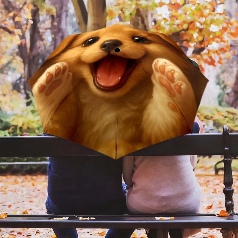 1 st Automatiskt Fällbart Paraply - Tecknat Mönster, Bärbar & Vikbar Design med 8 Ribbor, Jul- Födelsedagspresenter