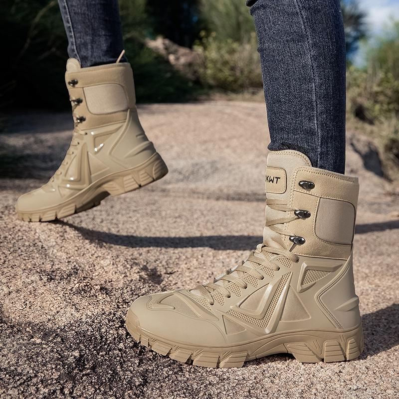2026 New Men's Tactical Shoes, Combat Boots, Training Straps, High Top, Large Outdoor Hiking Boots, Sizes 38-48