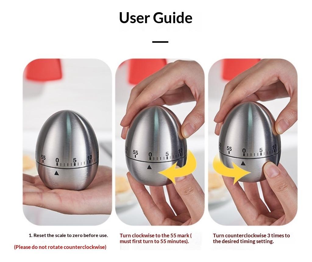 Creative Egg Shaped Mechanical Timer 60 Minute Countdown Perfect for Kitchen Baking Cooking