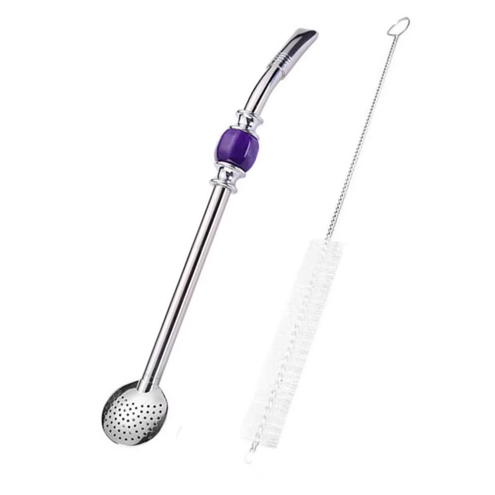 Removable Stainless Steel Straw Reusable Filter Spoon Straw Drinking Straw Spoon  Tea Drinking