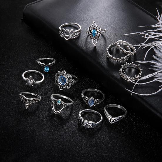 13 Stück Boho Hohl Stapelring Set Knöchel Midi Spitze Finger Party Damen Schmuck