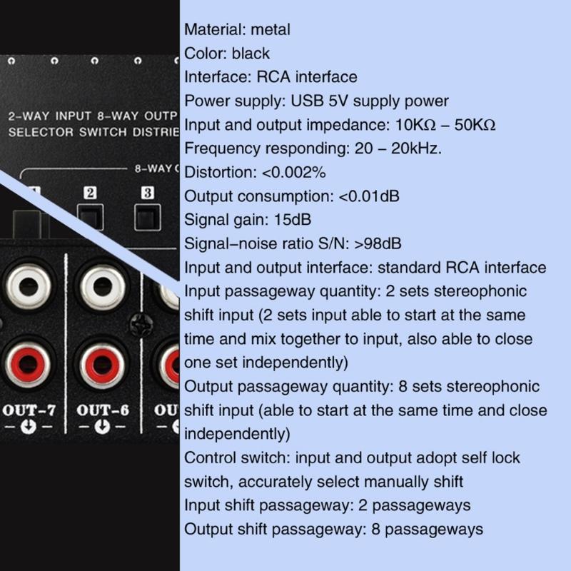 2 In 8 Out Sound Signal Selection Switcher Switching Distributor Support 2 Set Mixing Input 8 Set Simultaneous Output