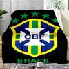 1PC Brazilian Football Federation Printed Soft Flannel Blanket Throw for Adult Bedroom Living Room Sofa Camping Travel Fan Gifts Christmas Gifts