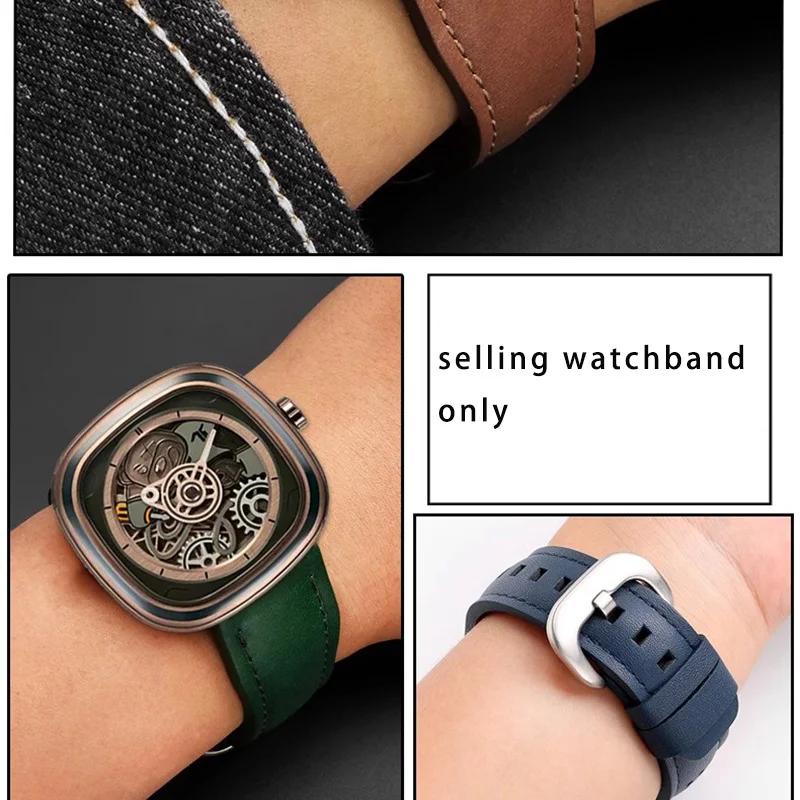 Rindsleder-Armband für Sevenfriday Uhr T1 T2 T3 Serie Uhrenarmband 26mm Herrenarmband Armband Zubehör braun grünes Armband