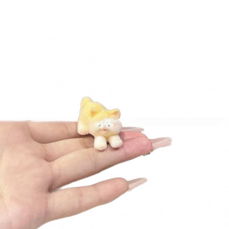 Cute Kitten Eating Fish Hairpin Flocking Cute Girl Heart Side Bangs Clip Duckbill Clip Cartoon Hair Accessory Girl